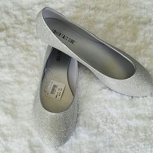 Silver Glitter Ballet Flats